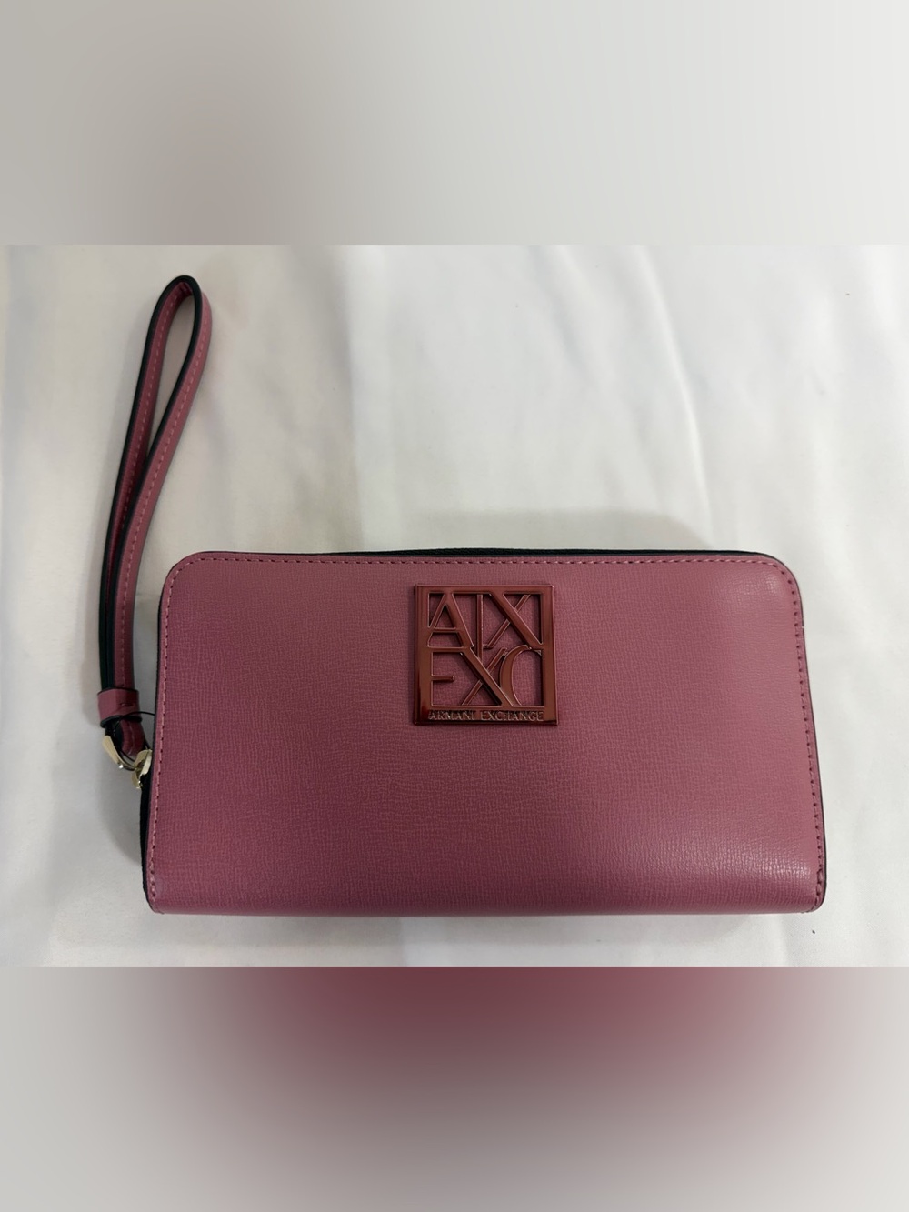 Armani Exchange Mauve Pink Logo Wristlet Clutch